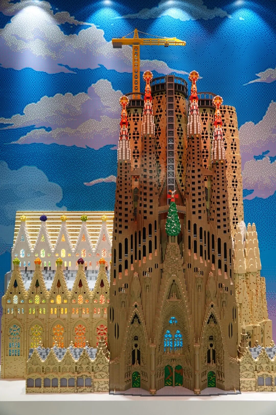 A view of the Sagrada Família built from LEGO bricks.
