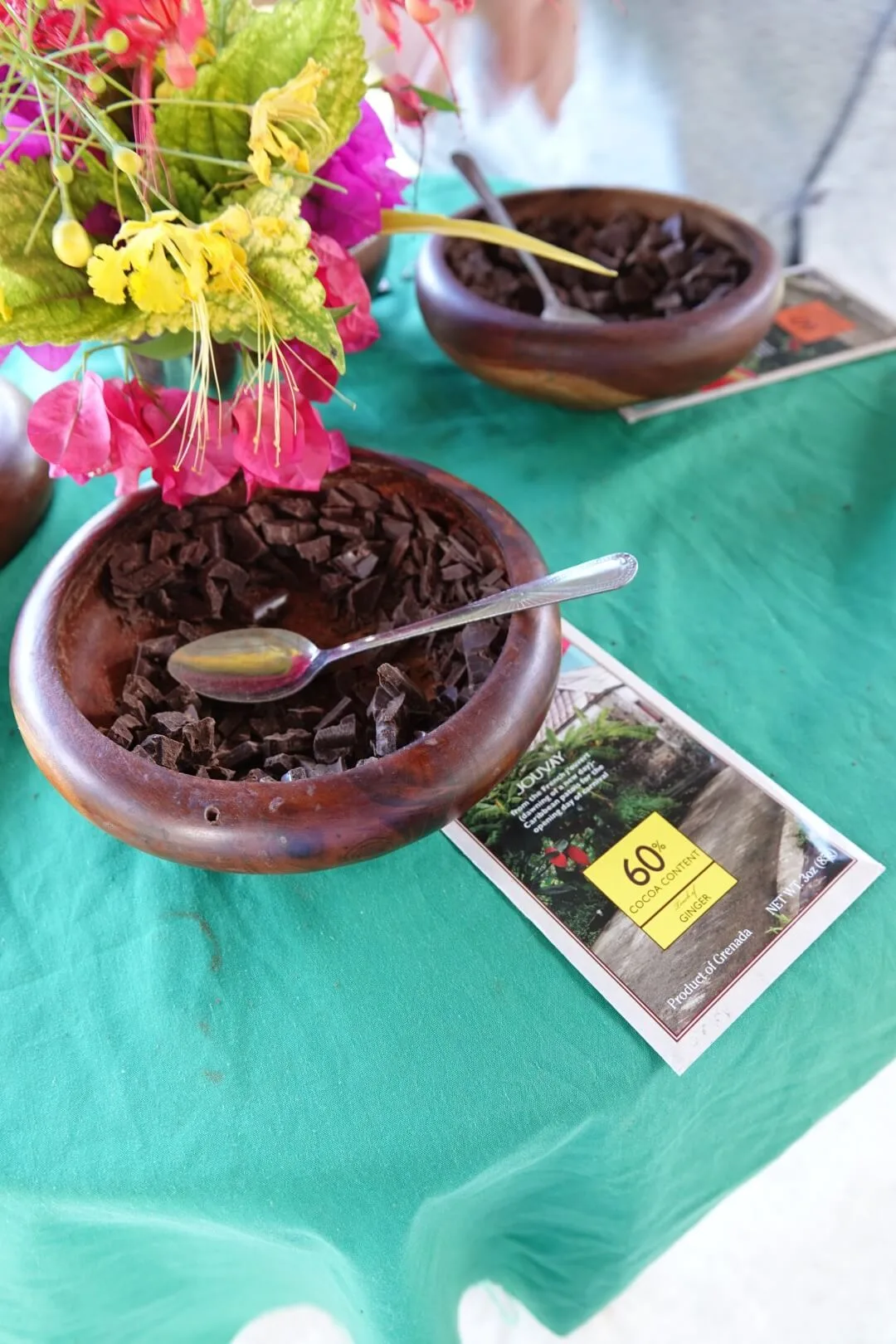 A tasting station for Jouvay chocolate.