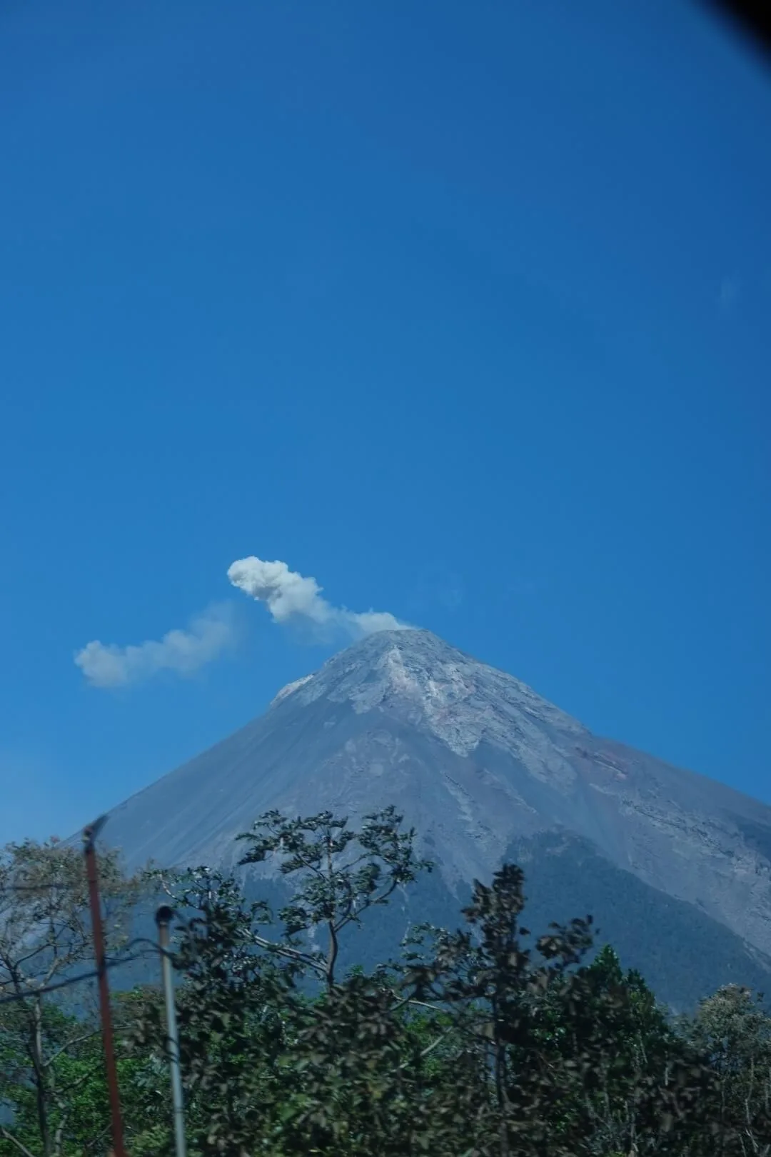 A view of a smoking volcano.