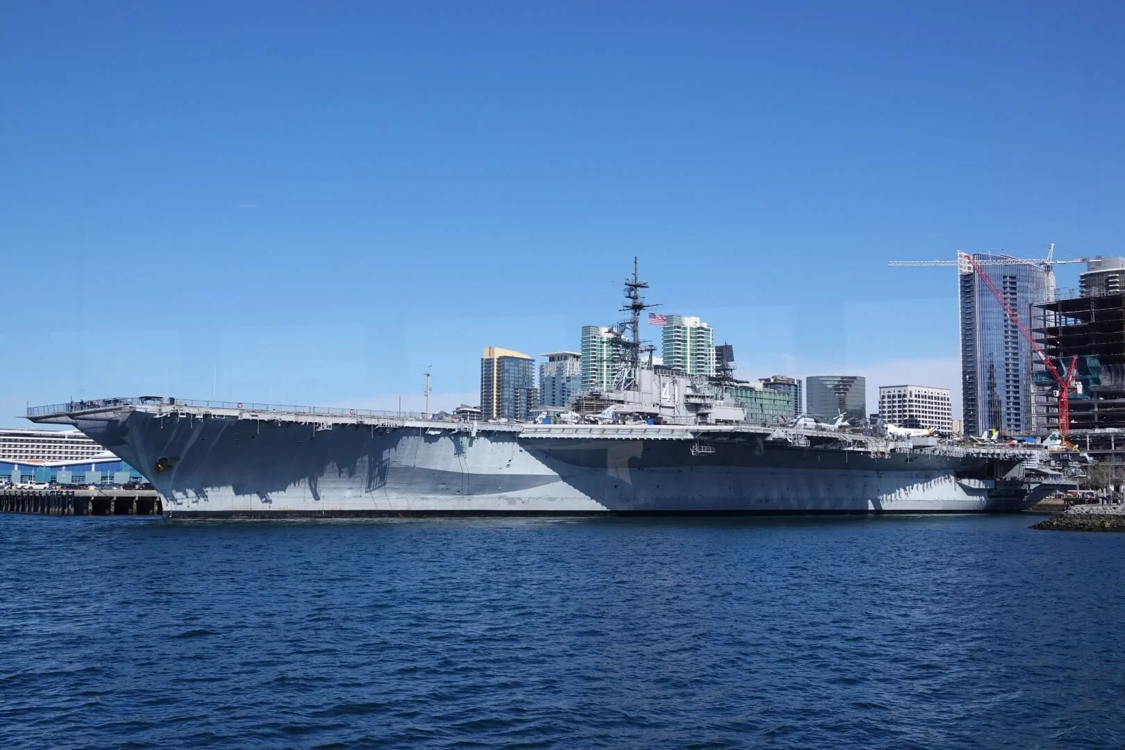 The USS Midway in the harbor of San Diego.