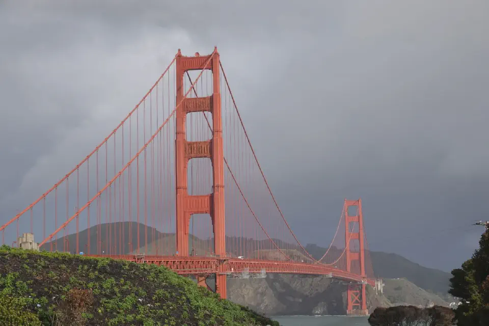 The famous Golden Gate Bridge without fog.