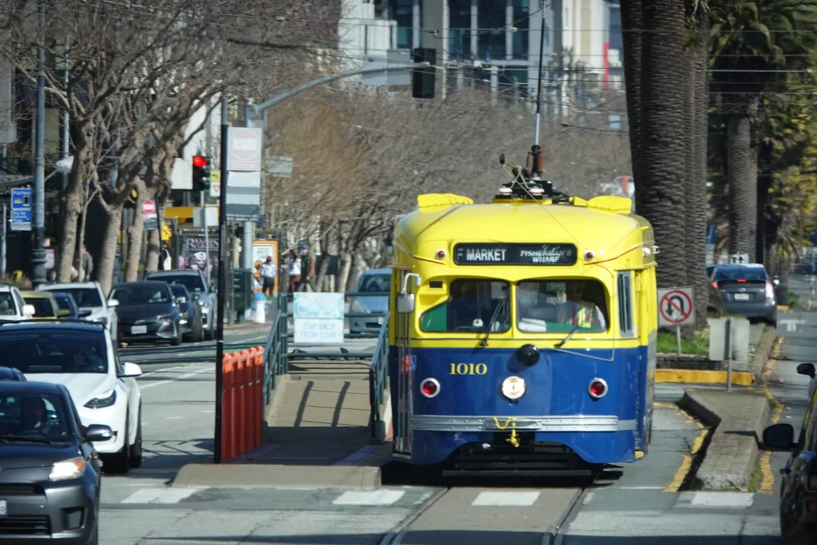 One of the streetcars on Market Street.