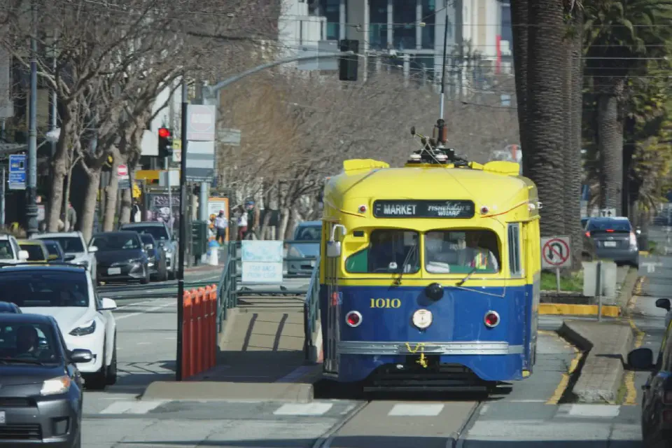 One of the streetcars on Market Street.