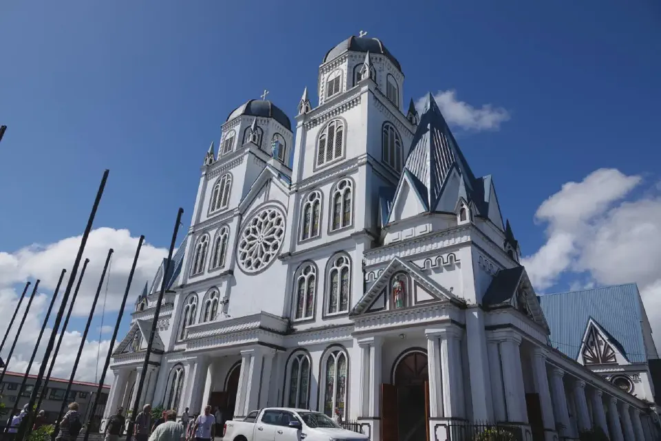 The exterior of the Cathedral of the Immaculate Conception.