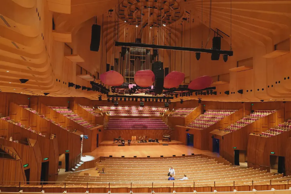 A view inside the grand hall of the Sydney Opera House.
