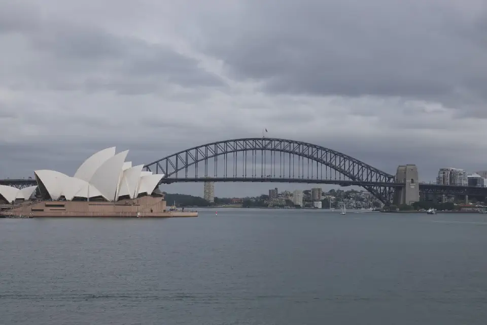 View of the Sydney Opera House and the Harbour Bridge.