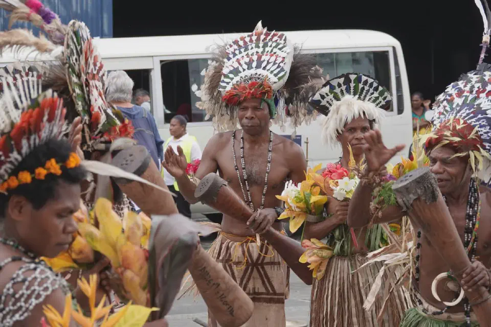 We were greeted by residents right at the ship.