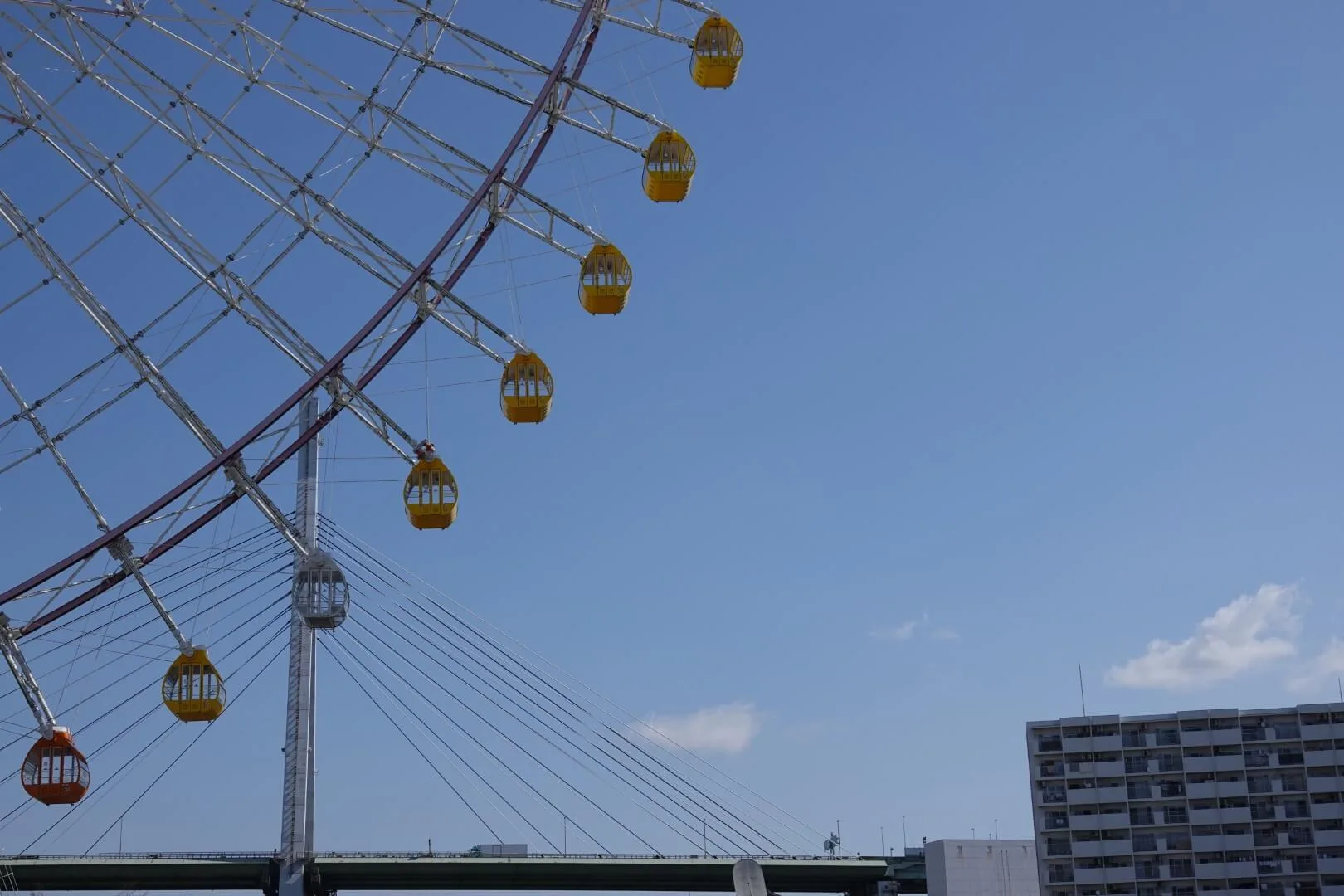 The famous Ferris wheel in Osaka's harbor.