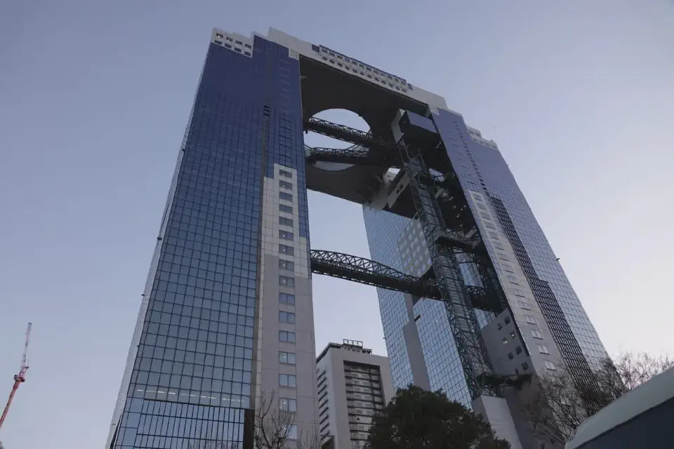 The Umeda Sky Building at dusk.