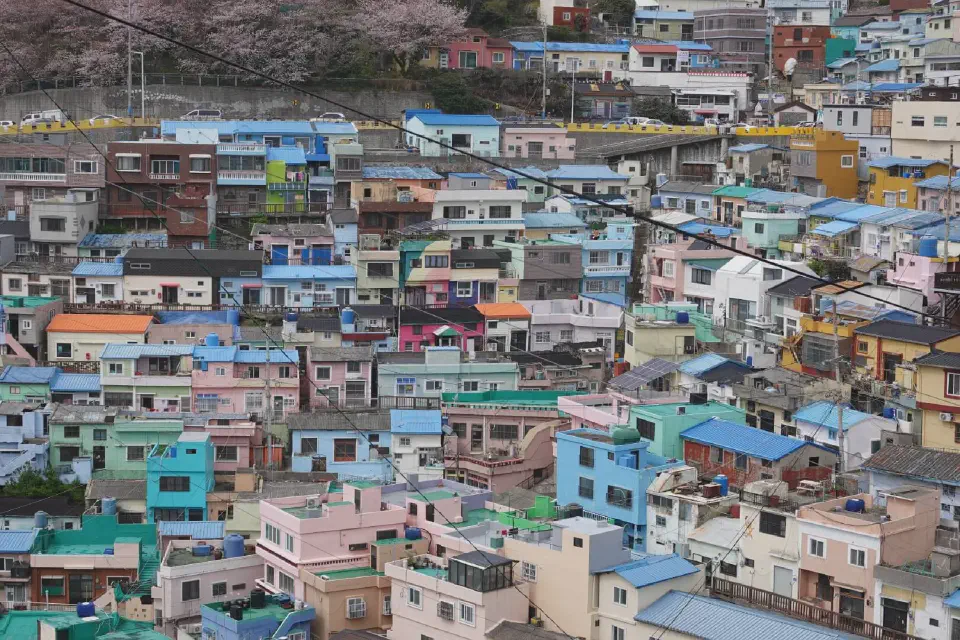 A view of the Culture Village with its colorful houses.