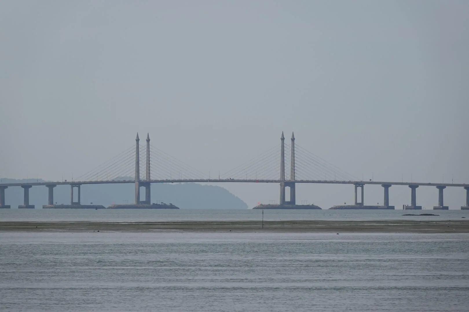 View of the 13.5-kilometer-long Penang Bridge.