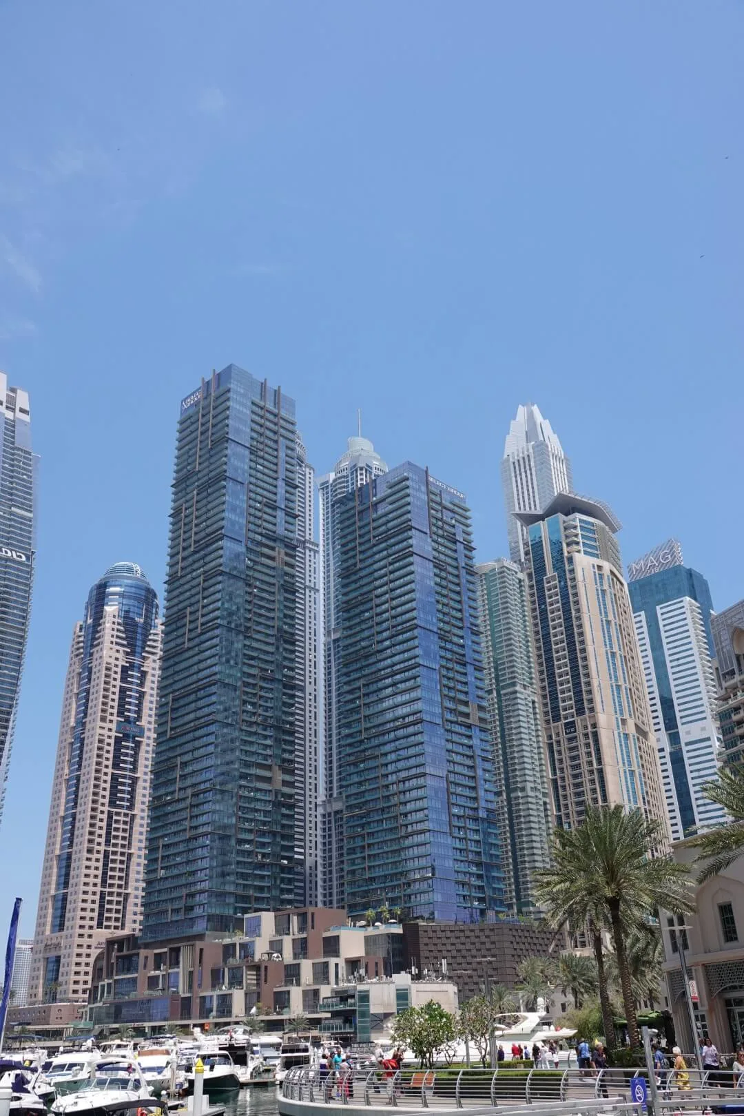 A look at the towering skyscrapers along Dubai Marina.