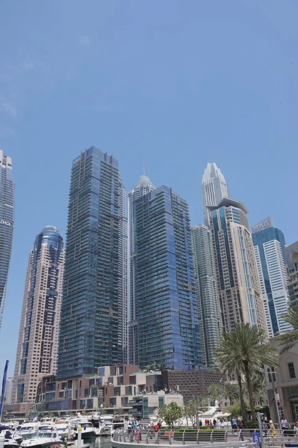 A look at the towering skyscrapers along Dubai Marina.