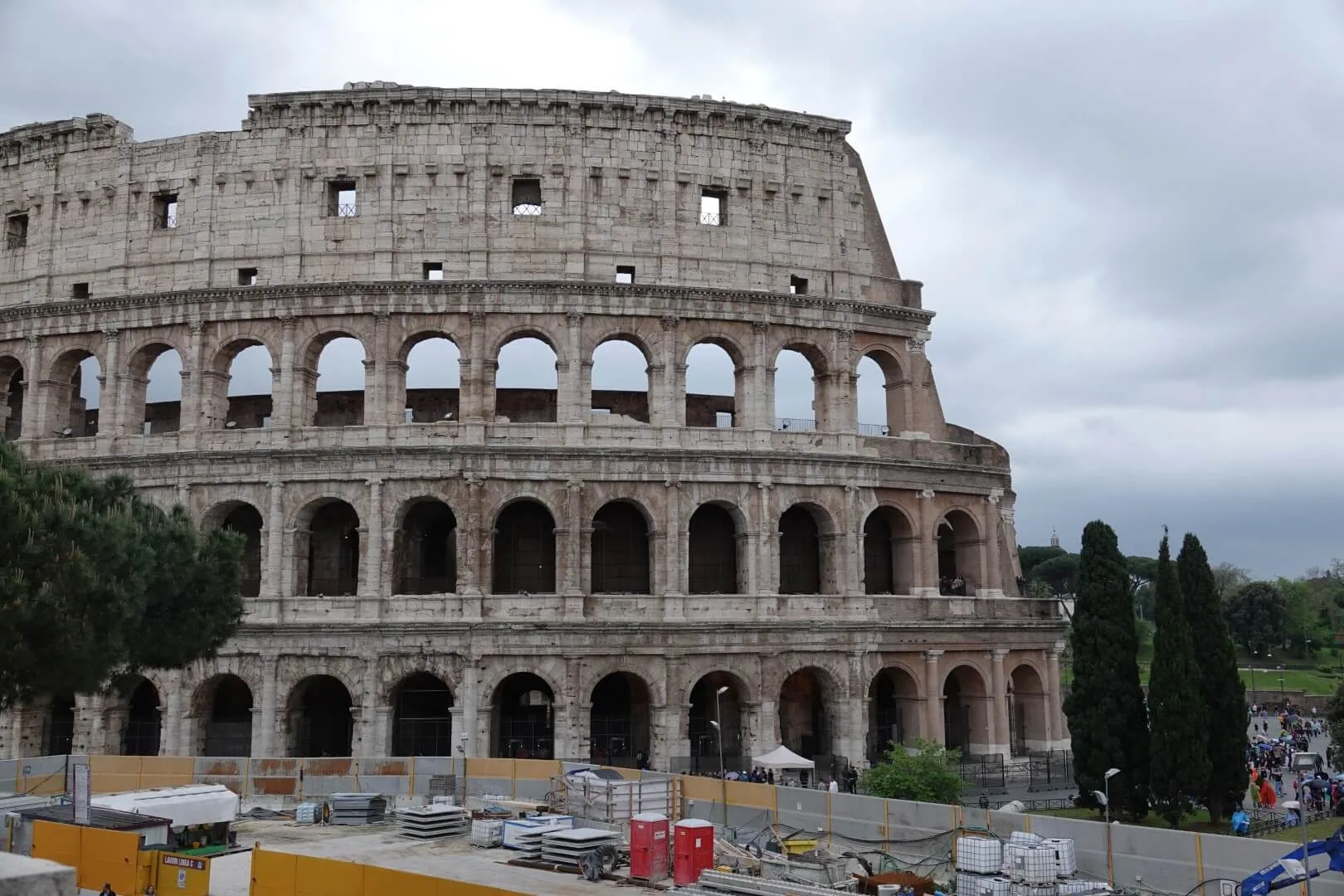 The partially ruined Colosseum.