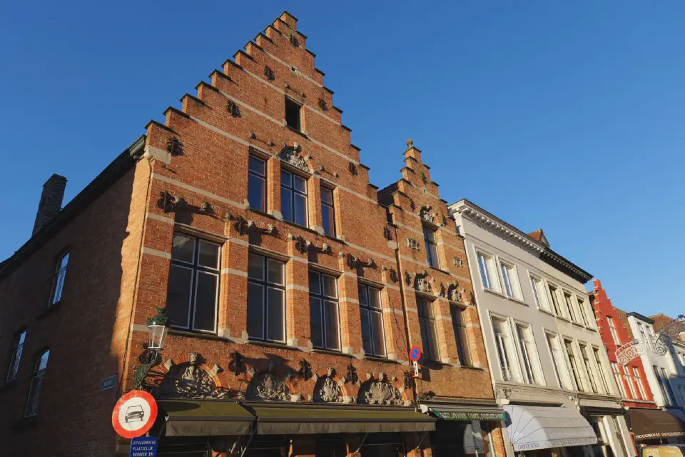 Typical brick gabled houses in Bruges.