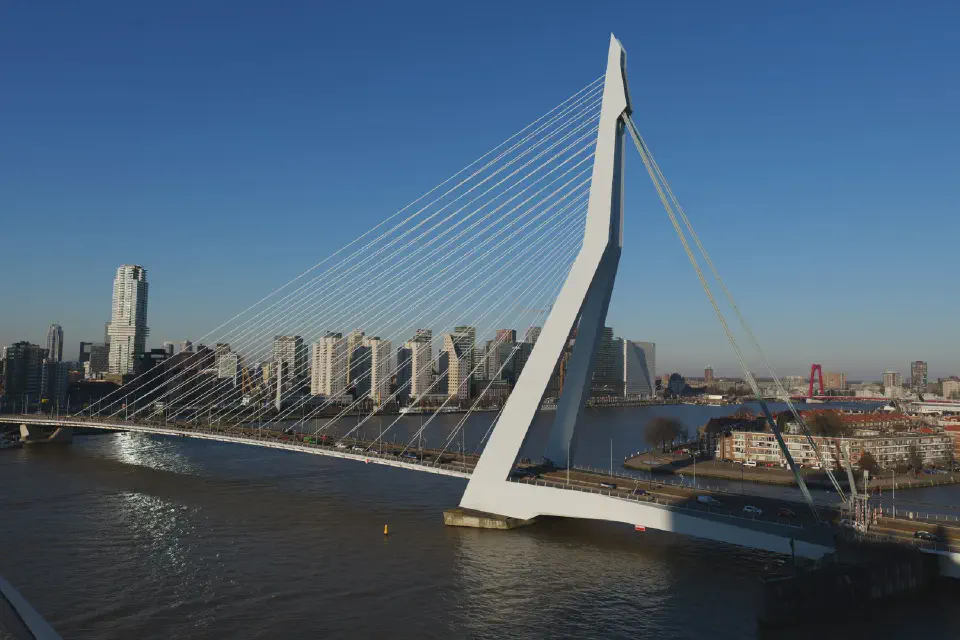 The Erasmus Bridge - Rotterdam’s elegant “swan” across the River Maas.