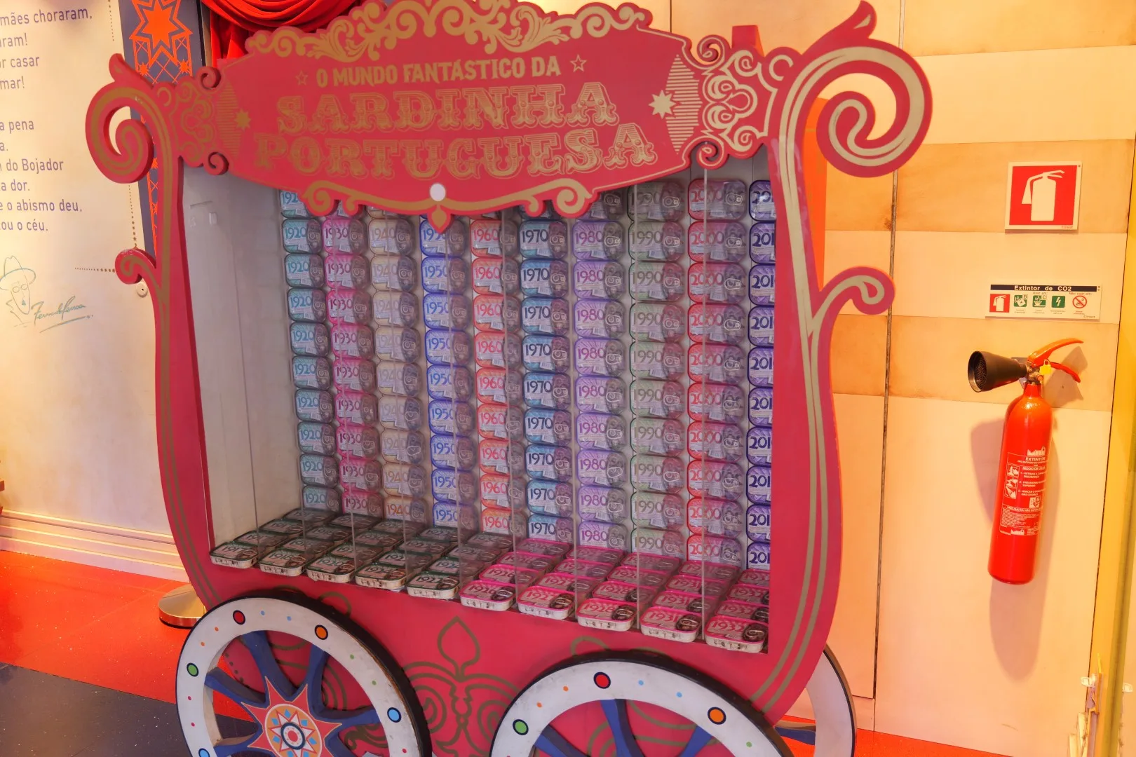 The 'Wonderland of Portuguese Sardines' - colorful cans marked by year, a curious and very typical Lisbon souvenir.