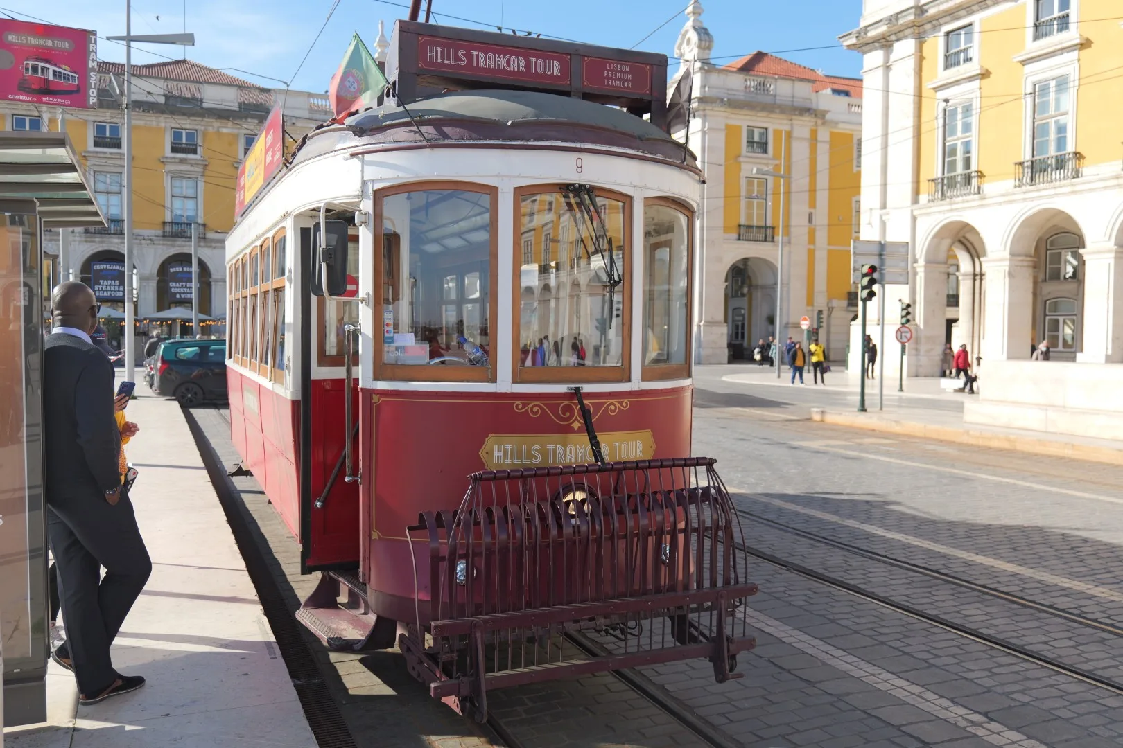 A nostalgic Lisbon tram: exploring the city in style aboard the traditional 'Eléctricos'.