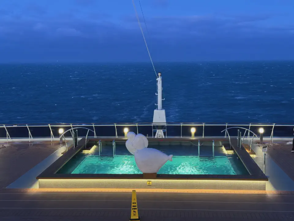 View of the pool at the stern of the MSC Euribia during the voyage.